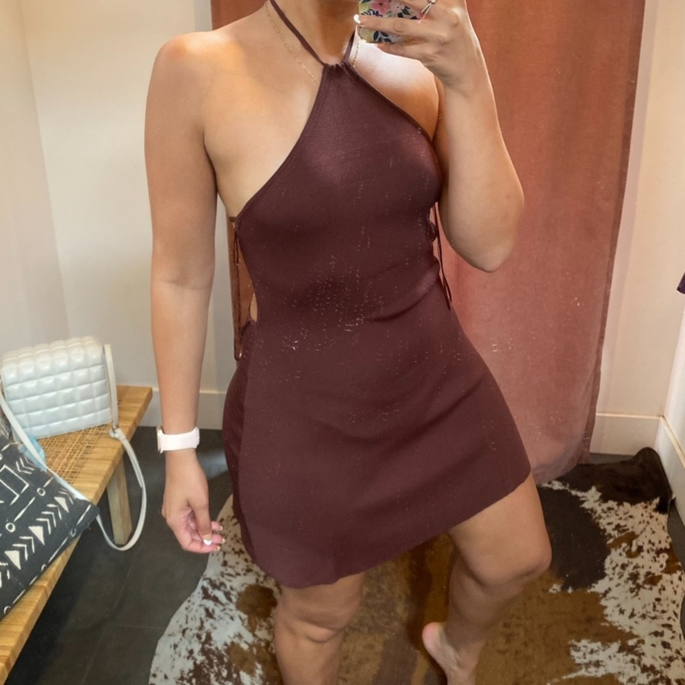 Stitch & Feather Mini Halter Dress